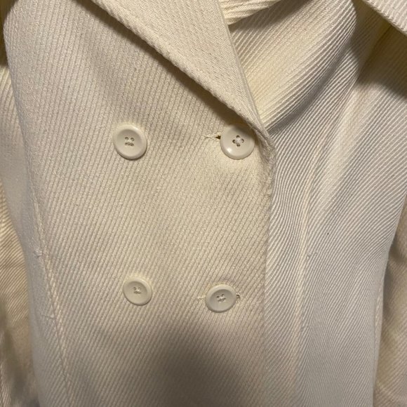 Cream Coloured Structured Jacket with Blue Floral Lining Size M EUC - Picture 2 of 16